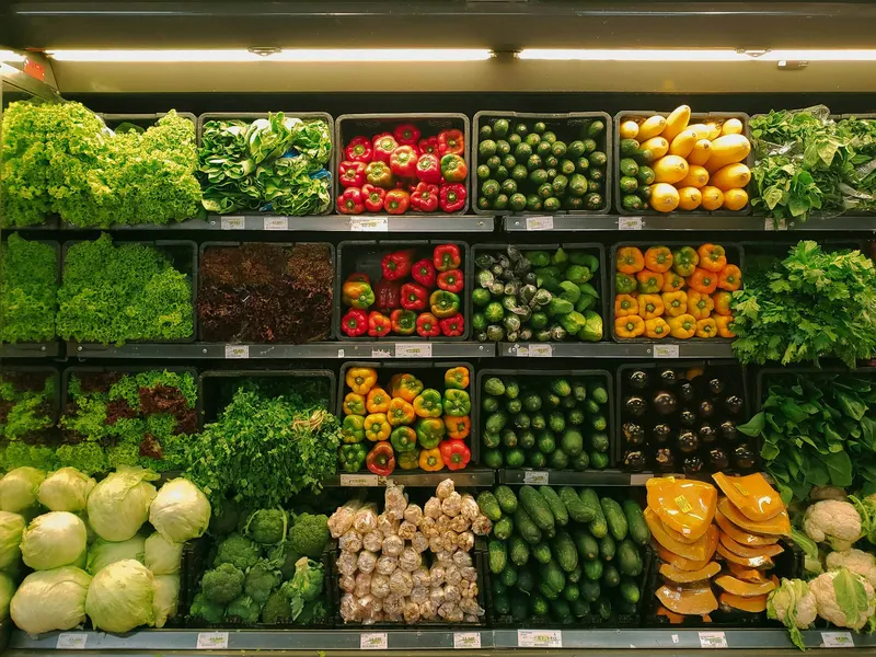 Fresh produce aisle in a Canadian supermarket